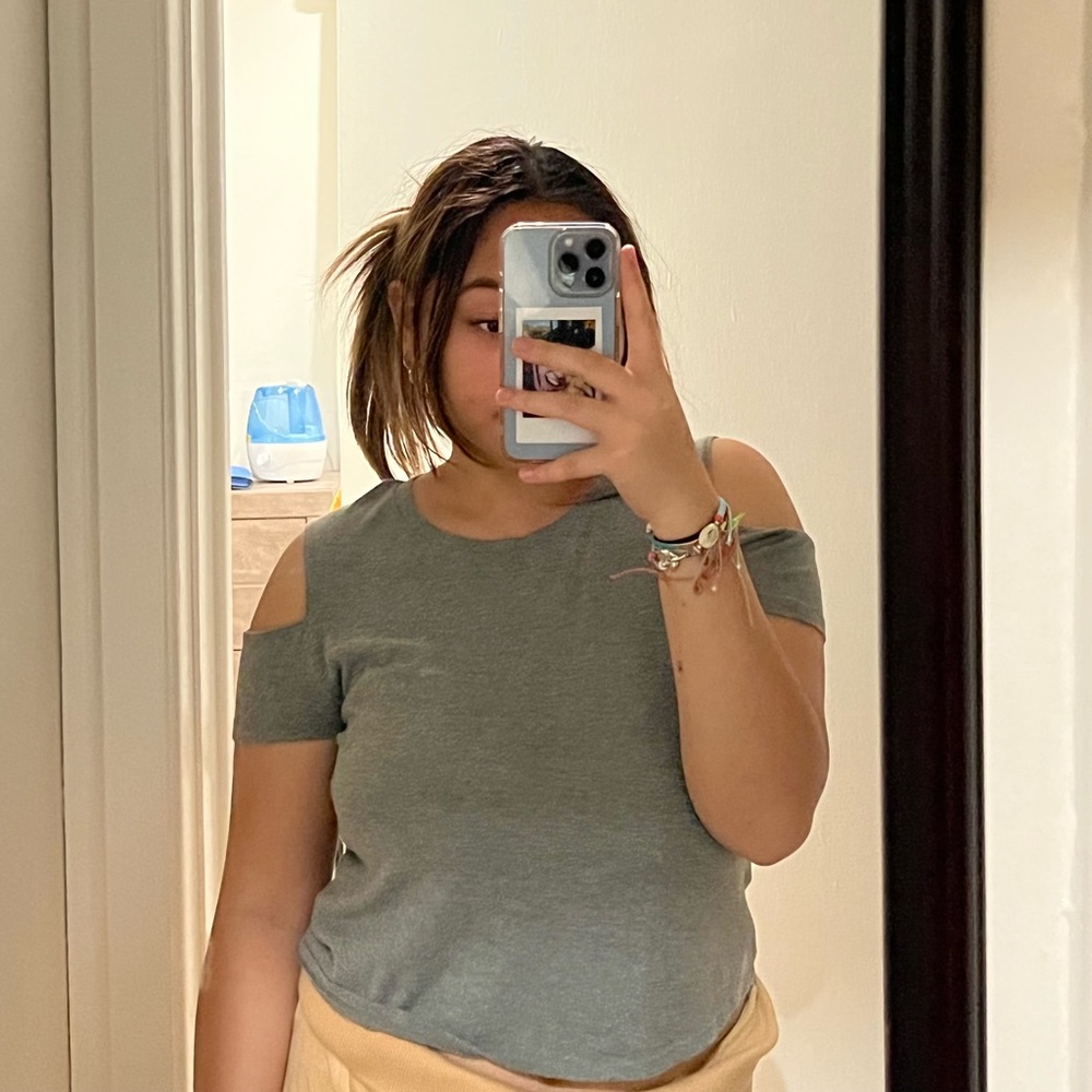 Grey Shoulder Top